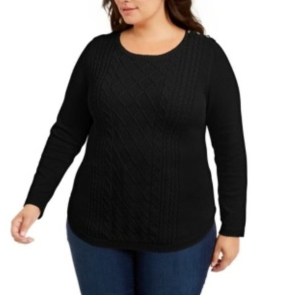 Charter Club Plus Size Cable-Knit Sweater
